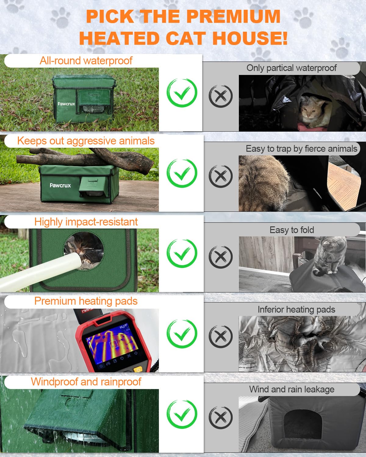 JLSAME elevated outdoor cat house prevents moisture buildup for a dry shelter.