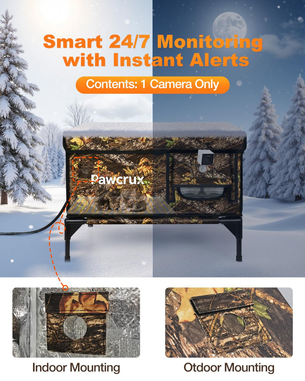 JLSAME insulated heated cat house interior shows cozy warmth.