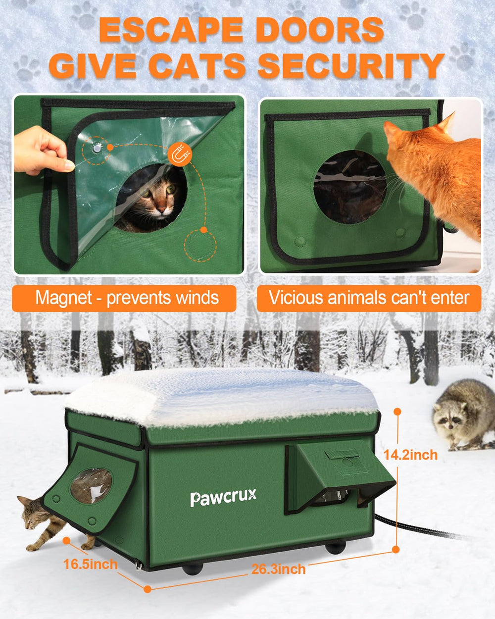JLSAME weatherproof cat house assembly cleaning highlights easy setup and upkeep.