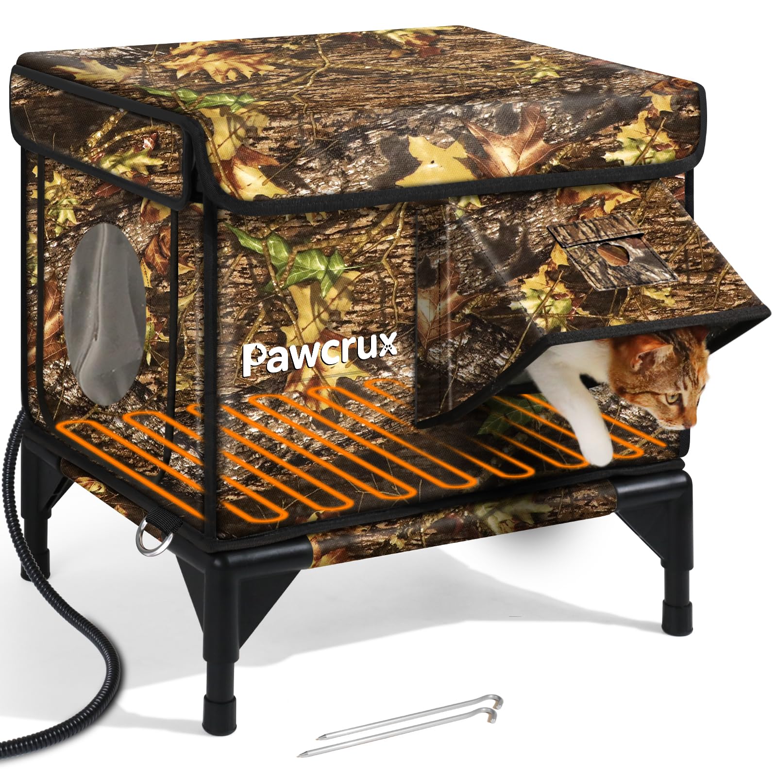 JLSAME weatherproof cat house outdoor-entry protects cats from cold rain and wind.