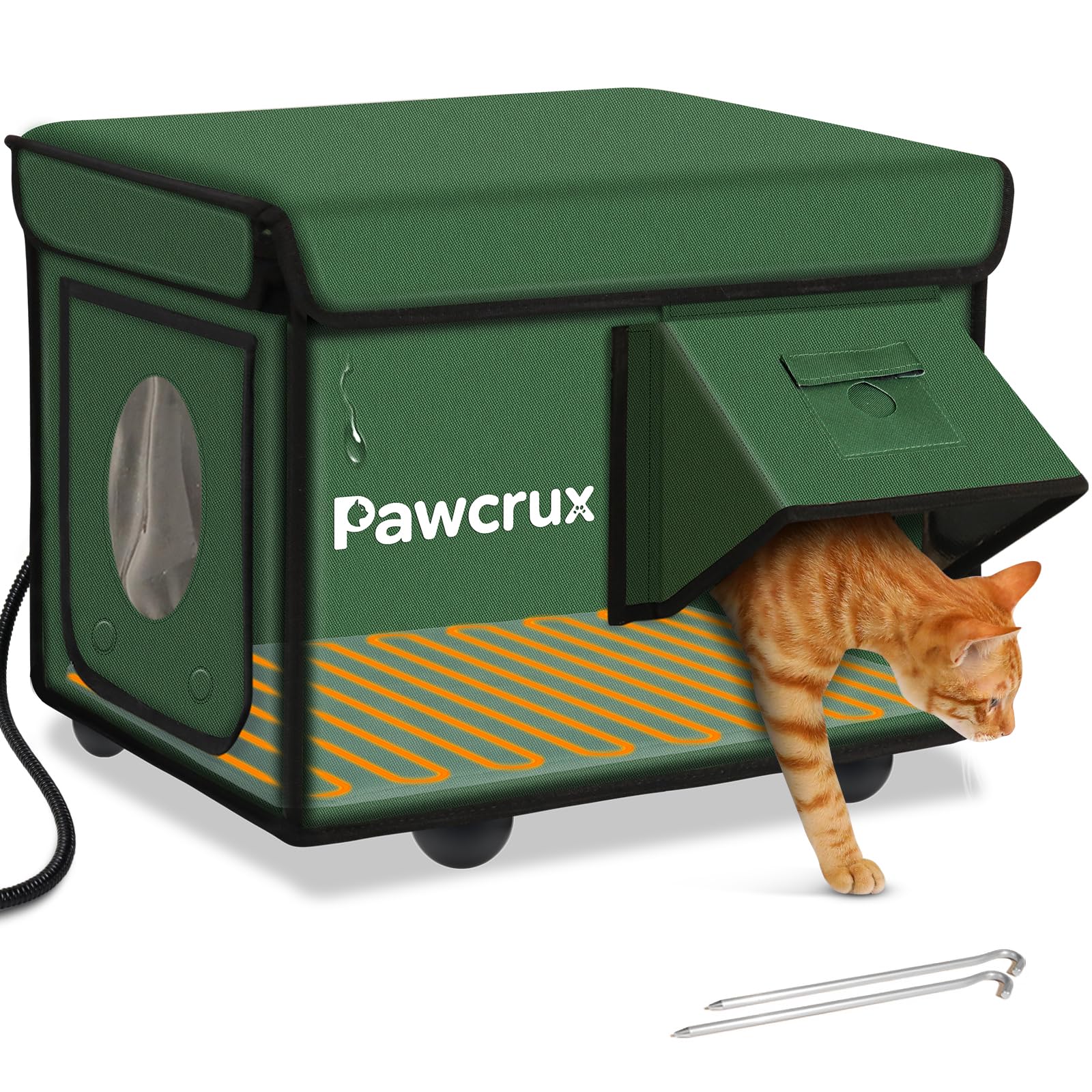 JLSAME weatherproof cat house outdoors with warm shelter for winter warmth.