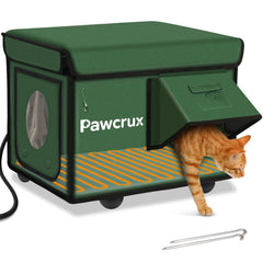 JLSAME weatherproof cat house outdoors with warm shelter for winter warmth.