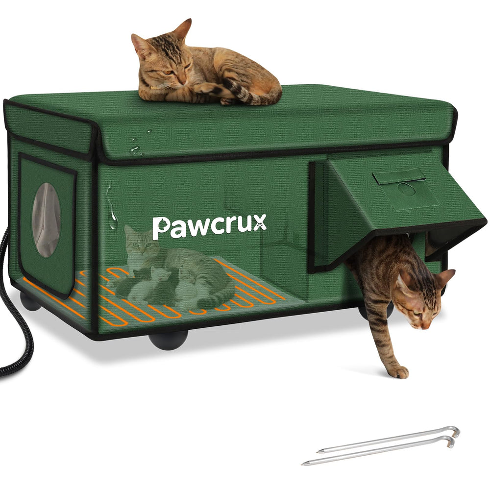 JLSAME weatherproof cat house outdoor shows insulated warmth for cold-weather comfort.