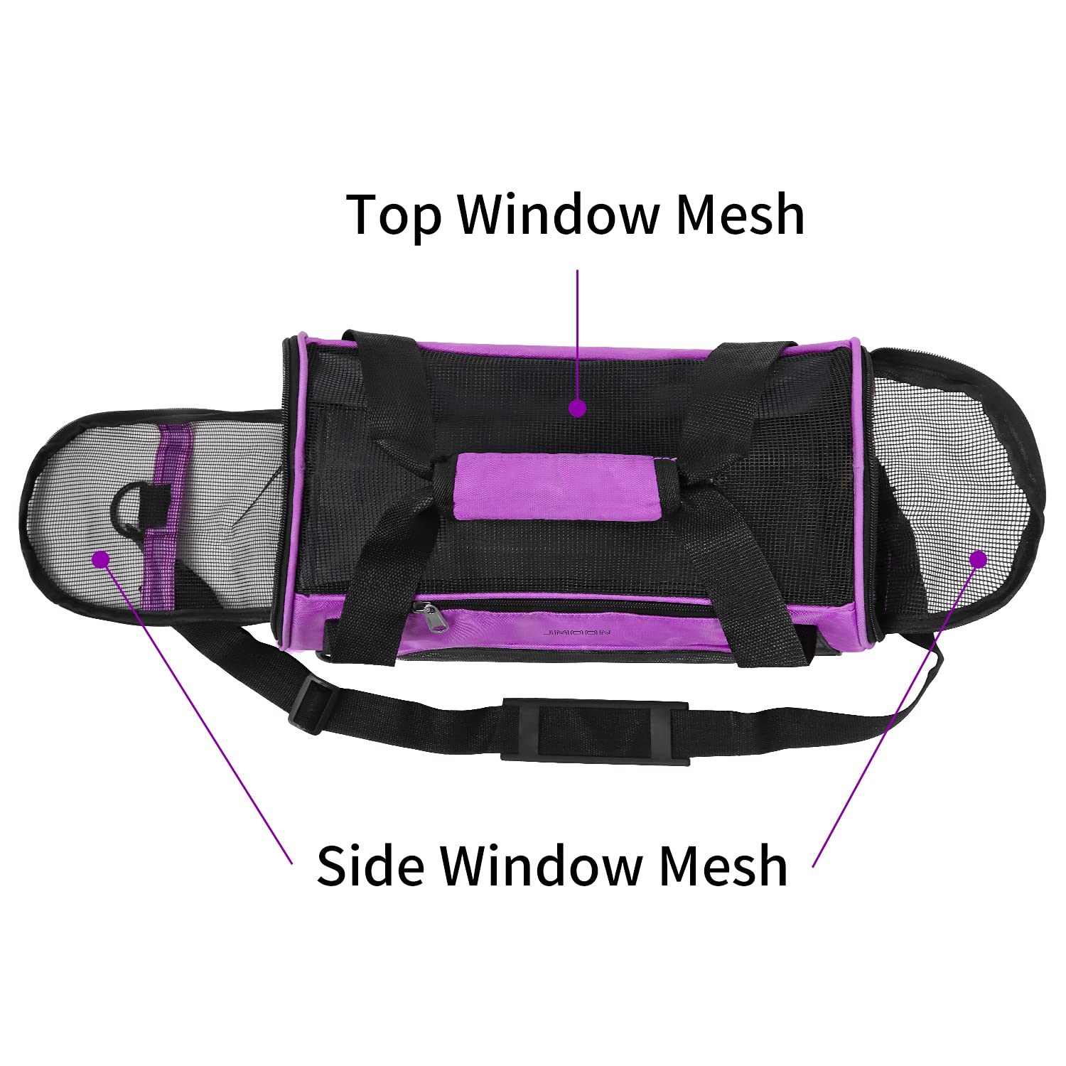 JMOON cat carrier side ventilation demonstrates breathable mesh for comfort
