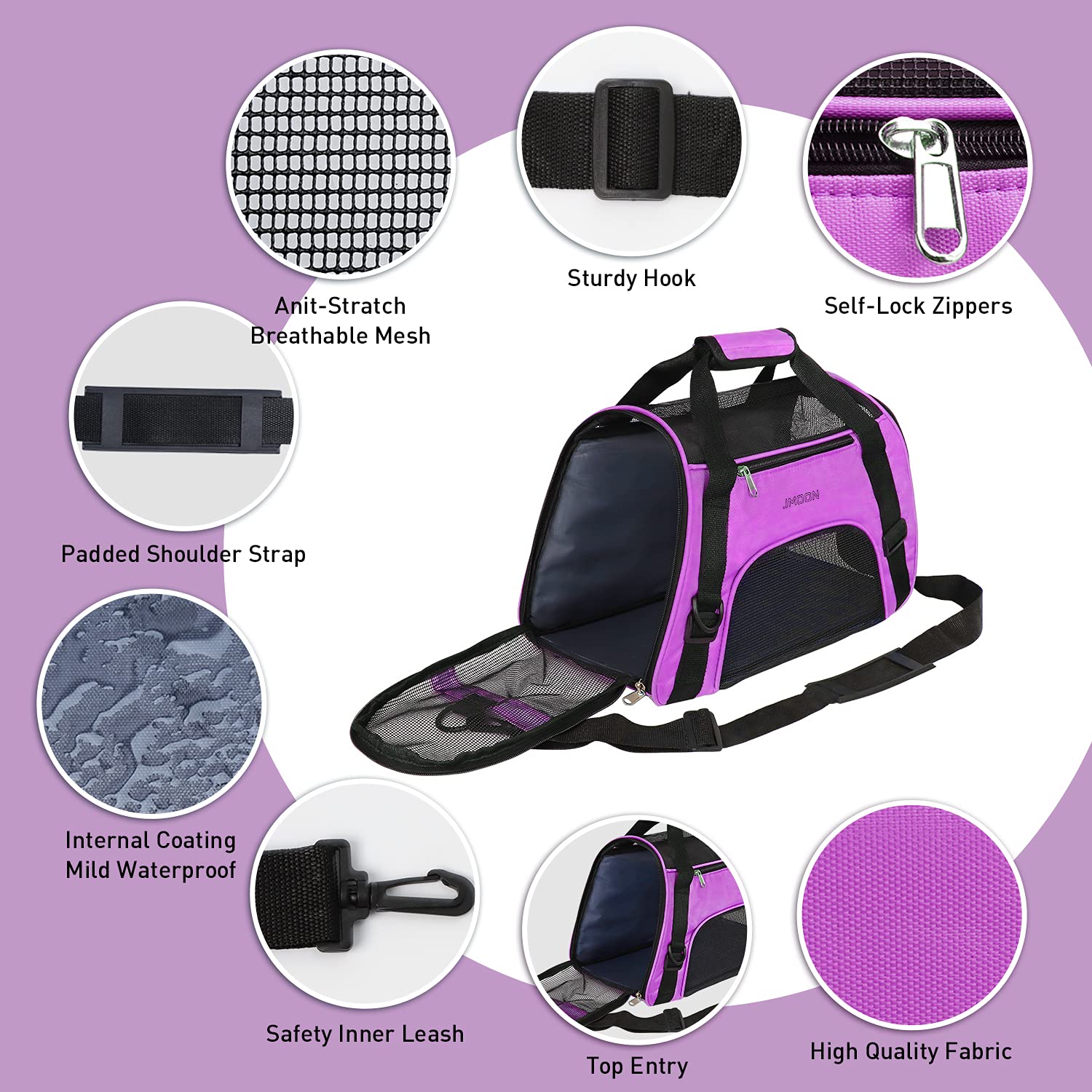 JMOON cat carrier top entrance lets pets peek out during travel