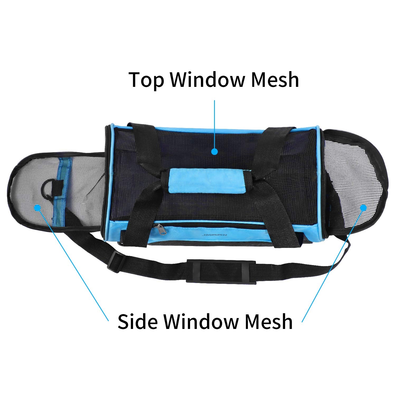 JMOON pet carrier side view showing compact foldable design