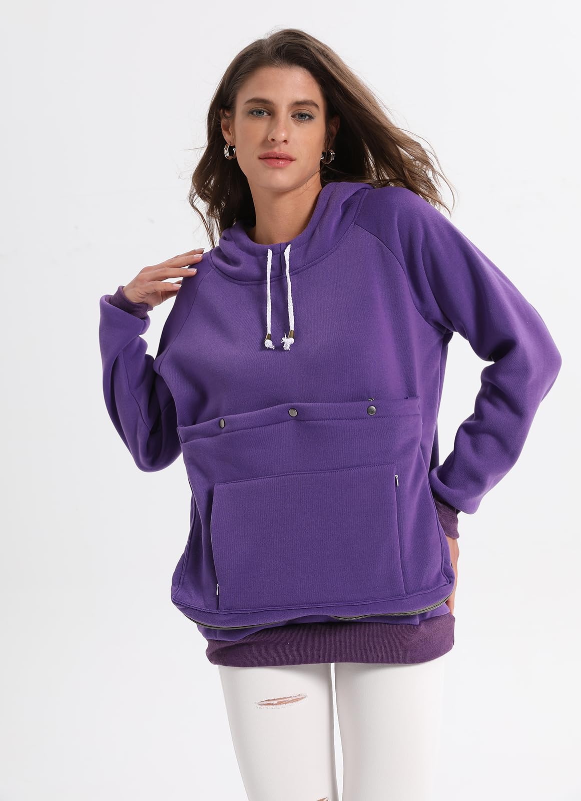 JMOREDEEP cat pouch hoodie easy-care removable pouch for machine wash.