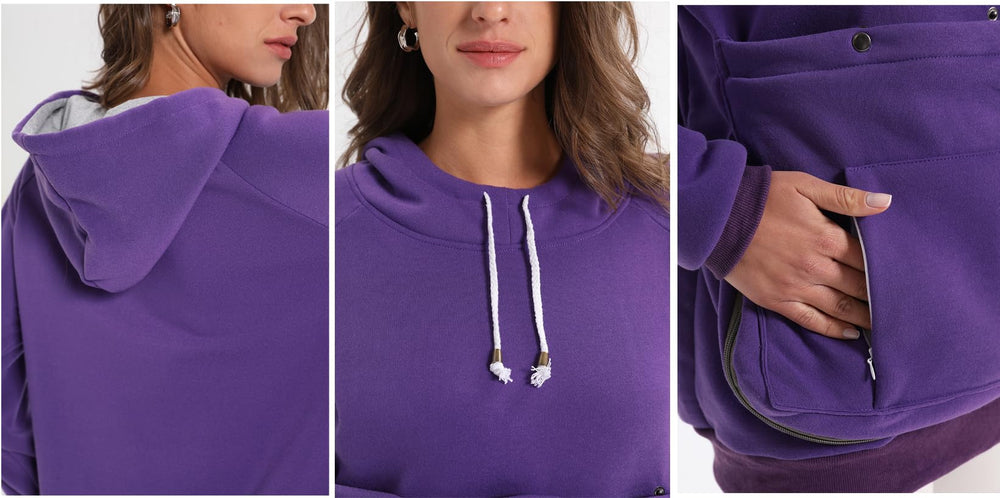 JMOREDEEP cat pouch hoodie removable inner pouch for simple cleaning.