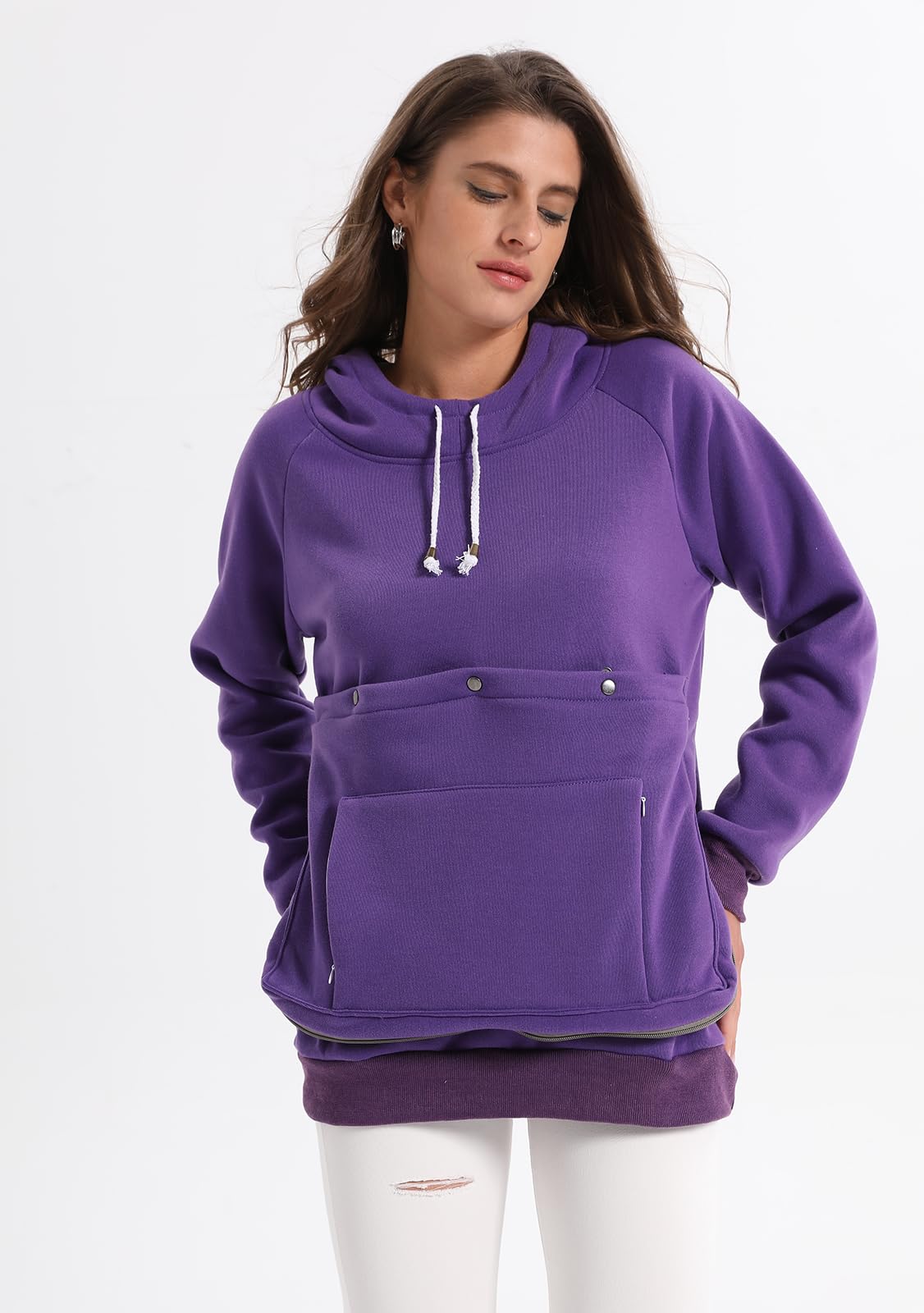 JMOREDEEP cat pouch hoodie soft fleece material for cozy wear.
