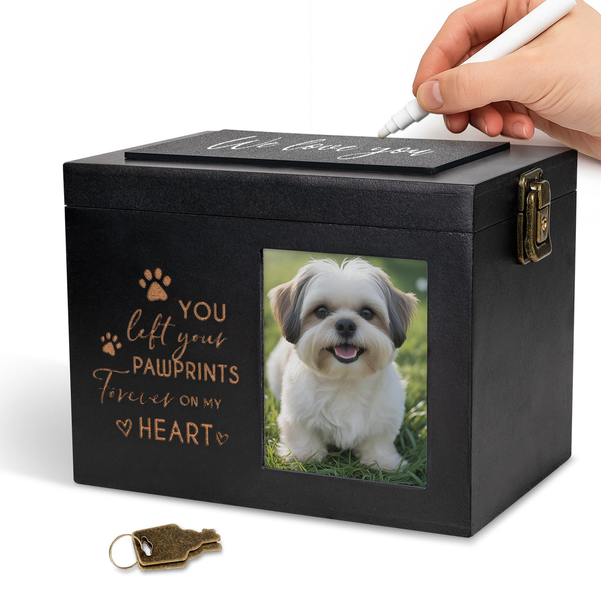 JMSupplier pet urn with dog-cat photo frame preserves cherished memories.