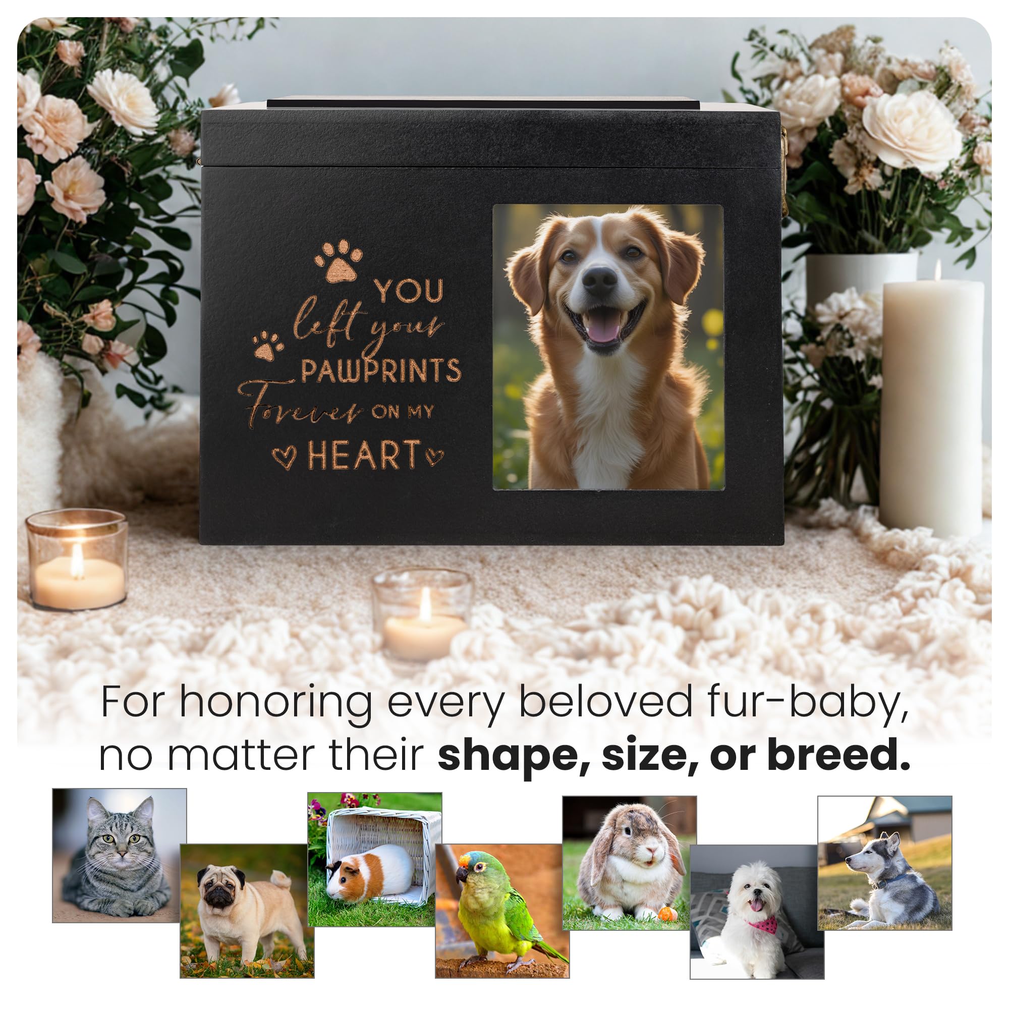 JMSupplier pet urn engraved pawprints quote honors your pet's memory.