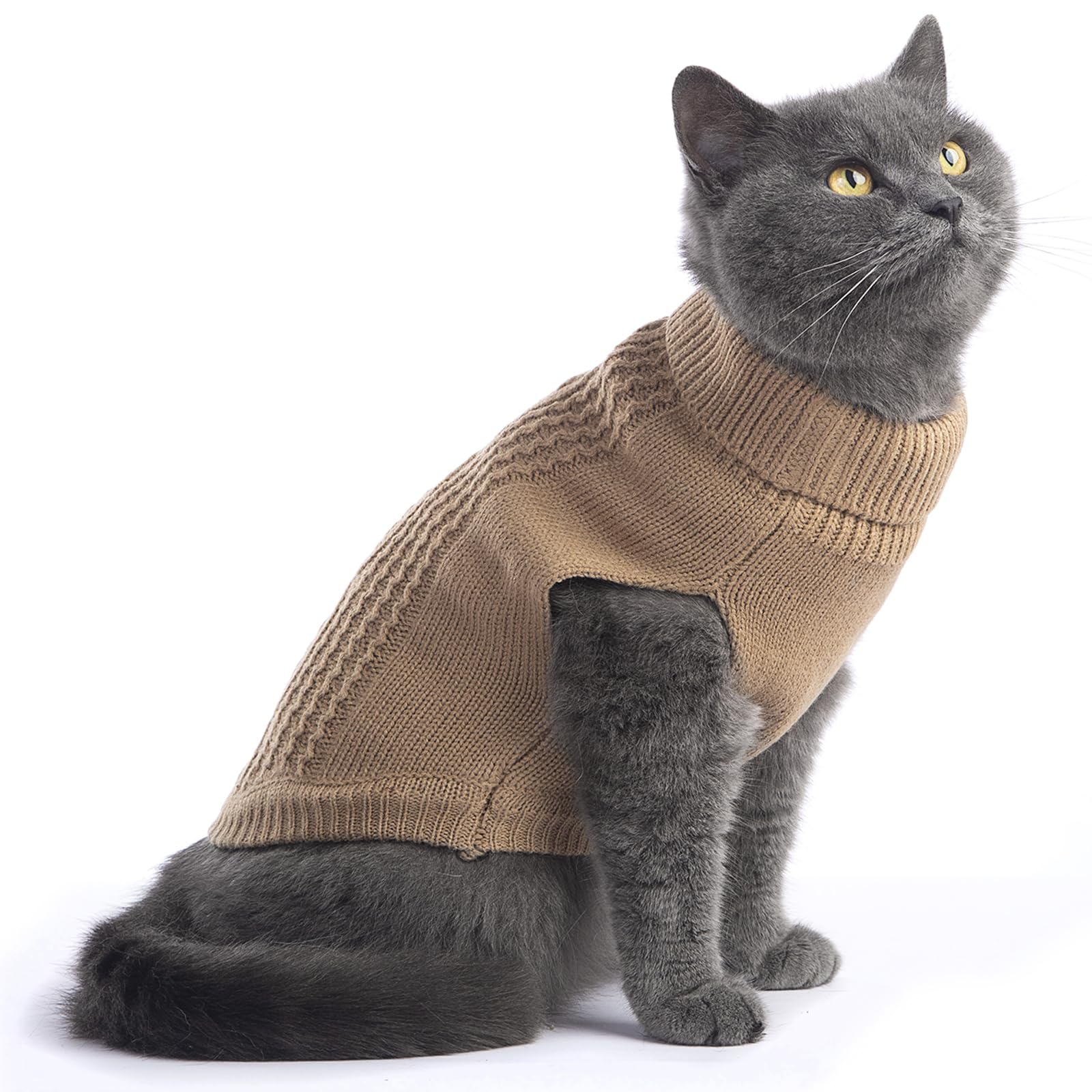 Jnancun Stretchy Cat Sweater machine-washable fabric simplifies cleanup after playtime.