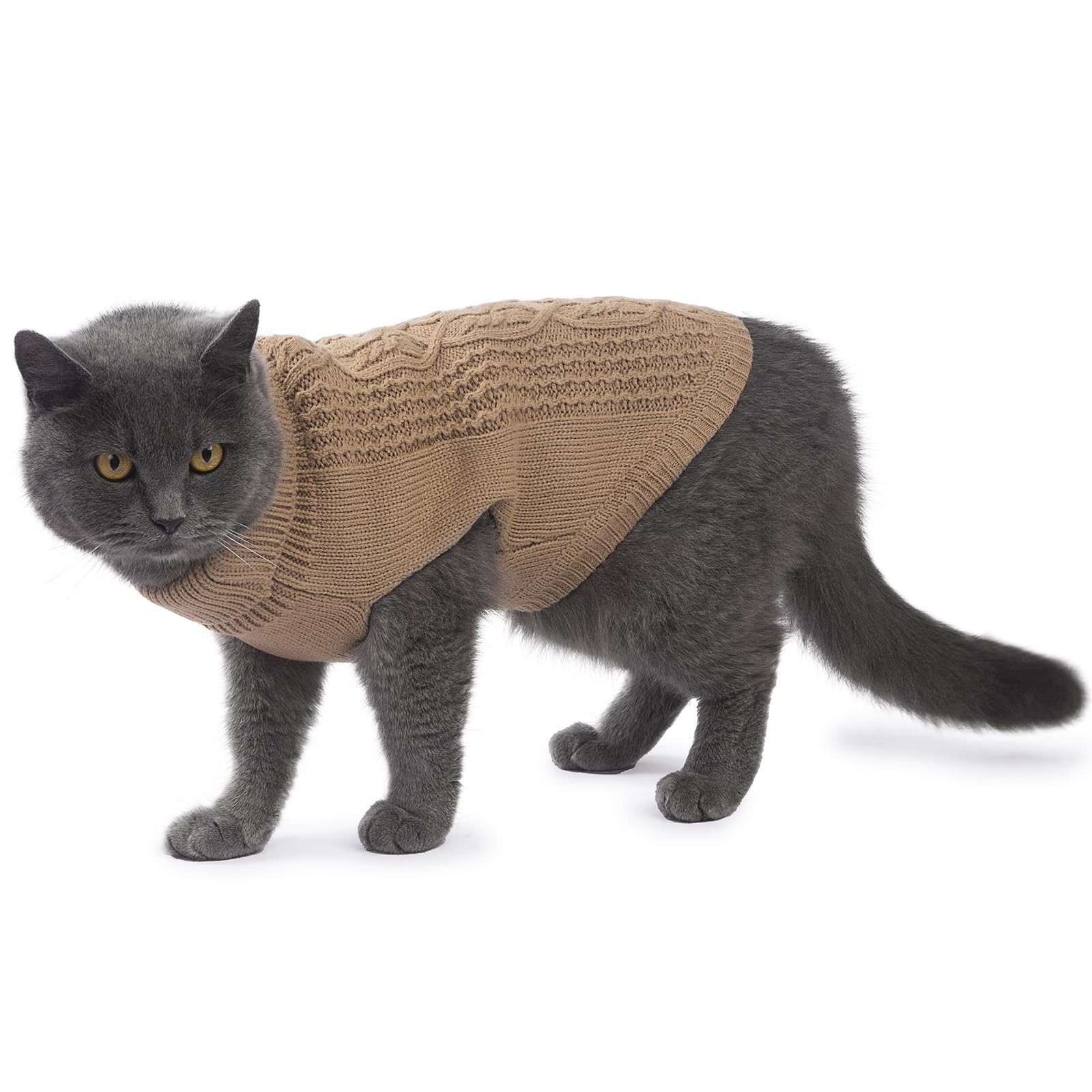 Jnancun Stretchy Cat Sweater six-size range ensures a snug fit for many cats.