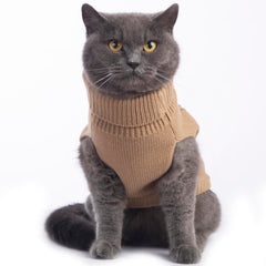 Jnancun Stretchy Cat Sweater hypoallergenic acrylic yarn feels soft against delicate fur.