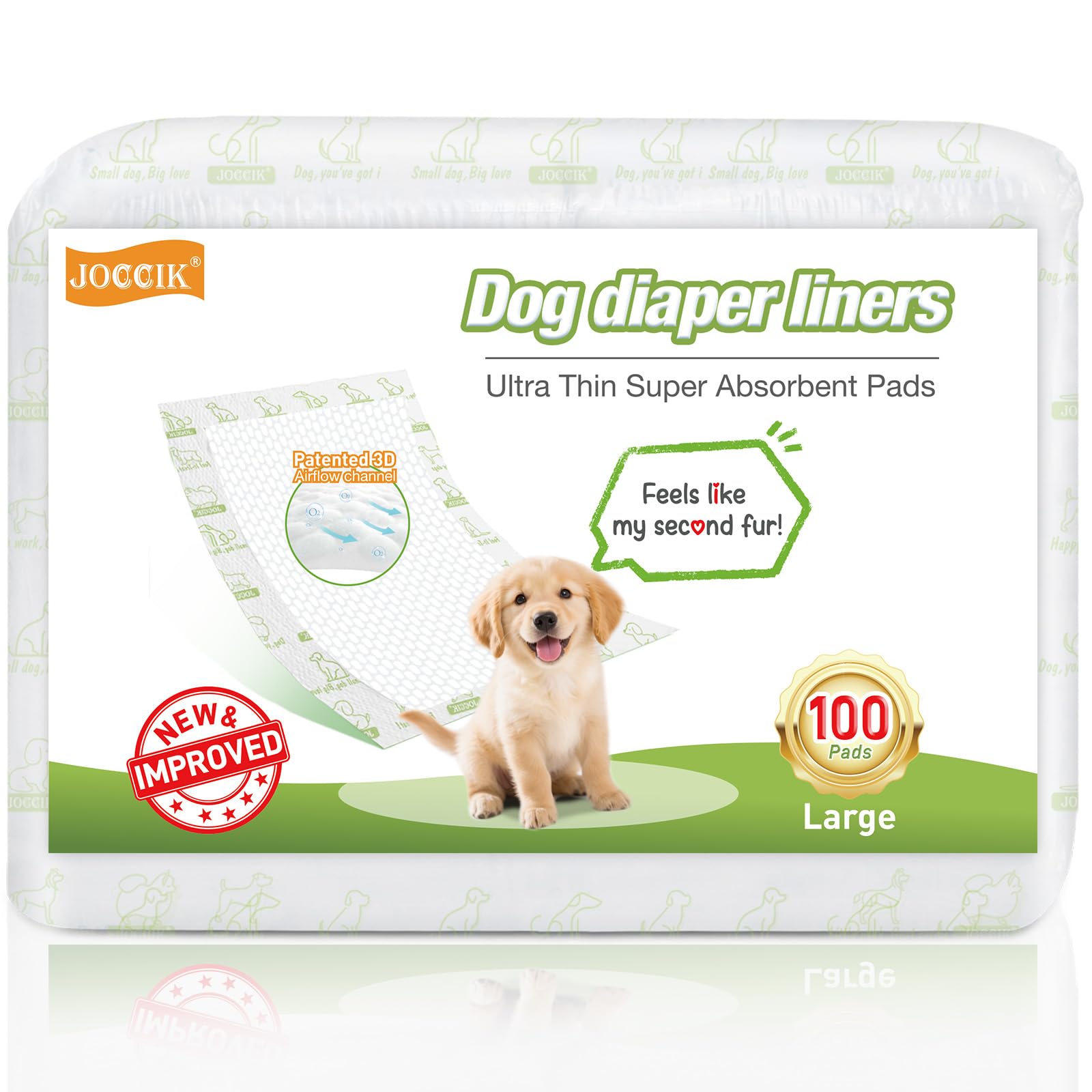 JOCCIK dog diaper liner pack front for mess-free daily use.