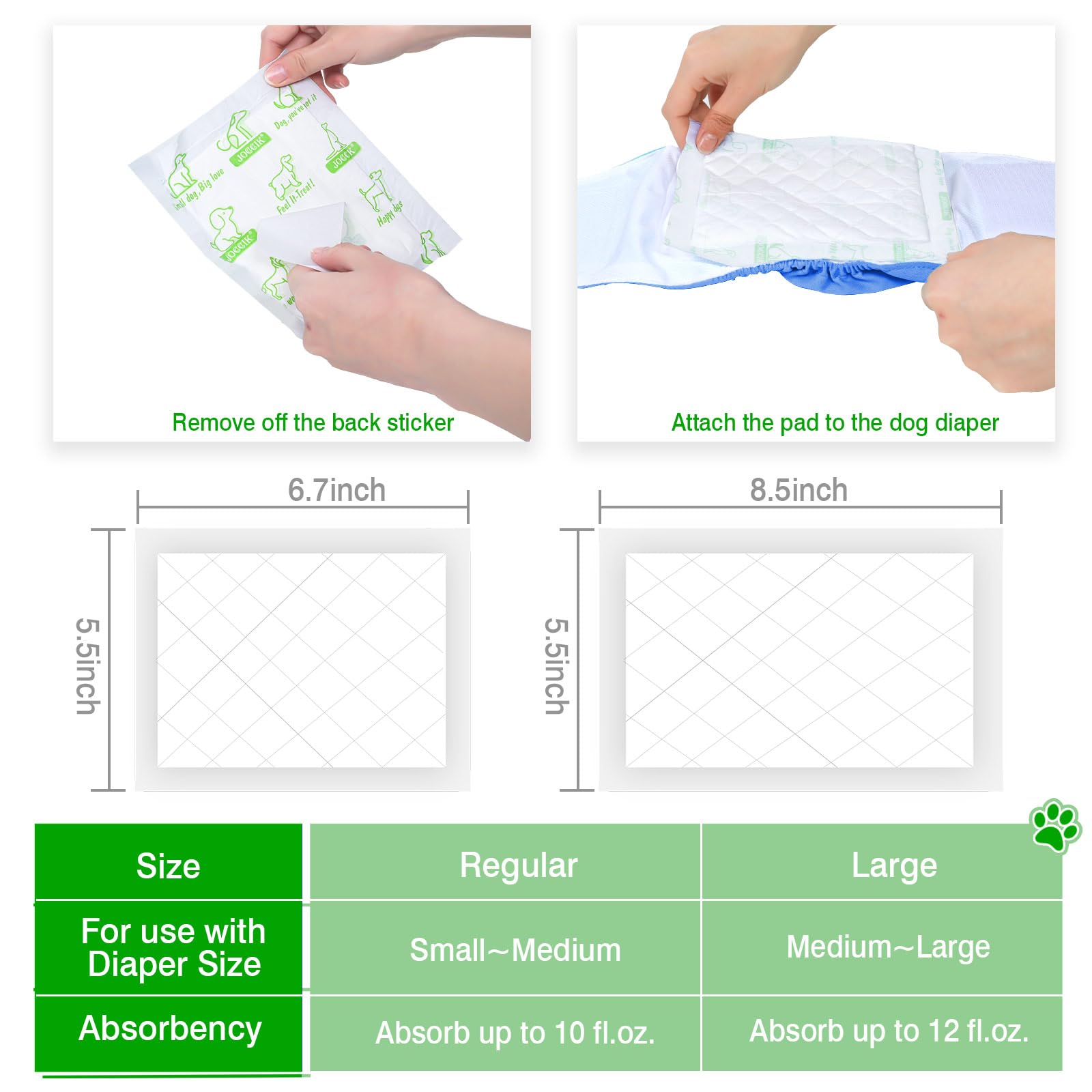 JOCCIK dog diaper liners multi-use travel overnight ideal for travel and overnight leaks