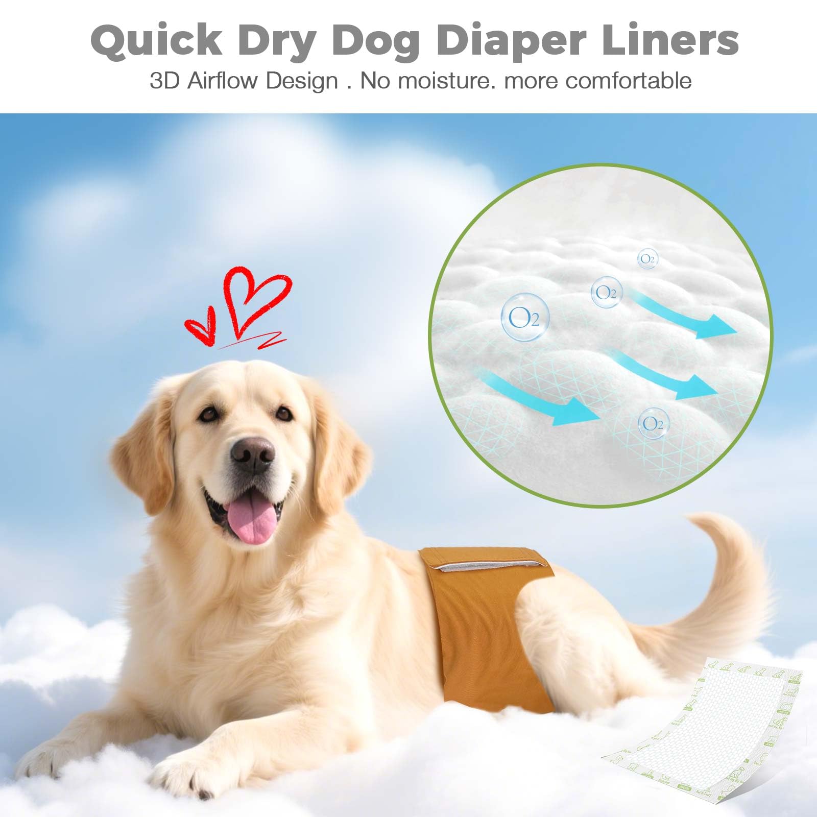 JOCCIK dog diaper liner adhesive strip offers secure fit and residue-free removal