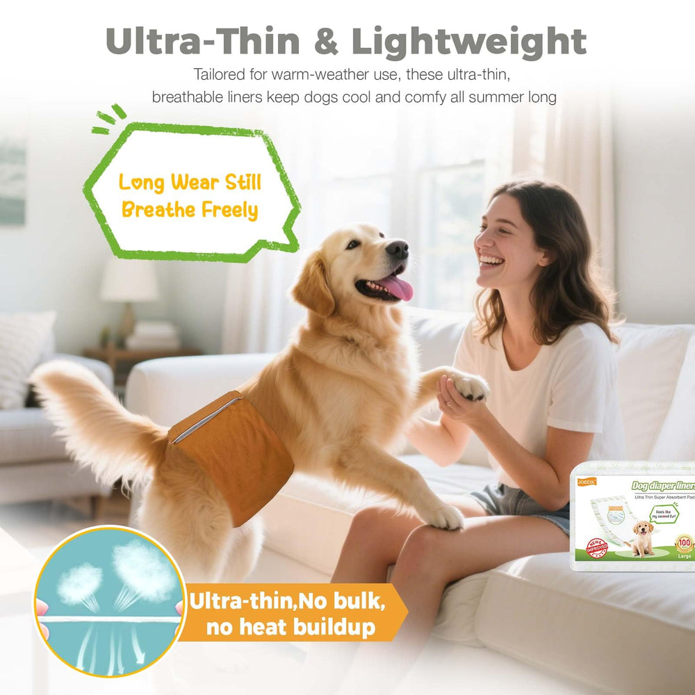 JOCCIK dog diaper liners pack highlights 150-count value for ongoing protection