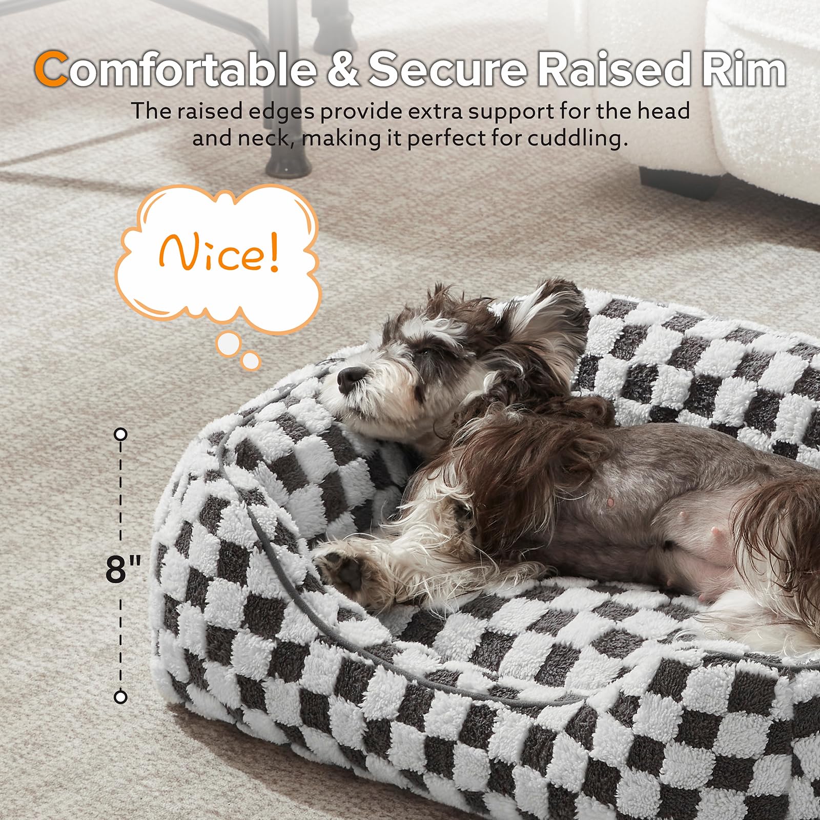 JOEJOY dog bed small 20x19 raised sides support neck and head