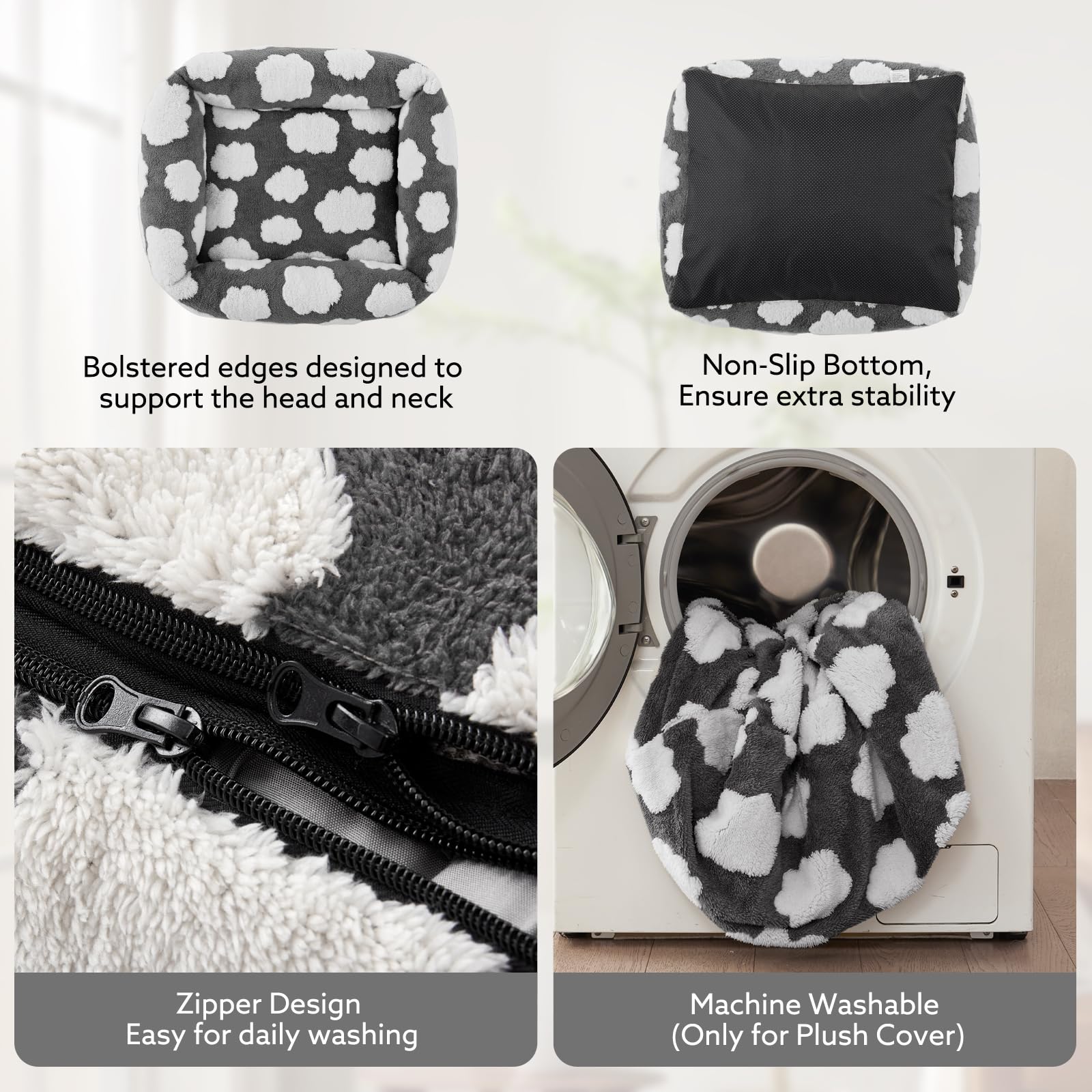 JOEJOY cloud-pattern fabric enhances a calming, cozy look for pets.