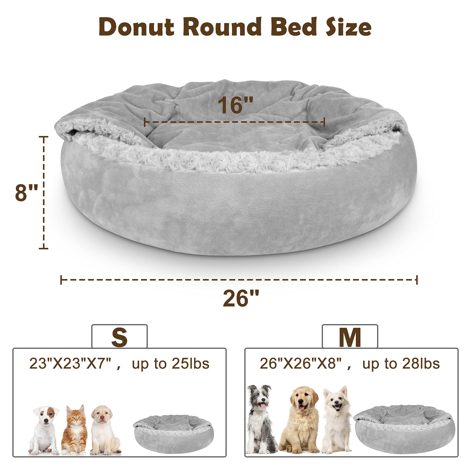 JOEJOY dog bed blanket attached view showcasing convenient built-in warmth option.