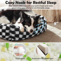 JOEJOY dog bed medium side nap shows raised edge for comfy head support