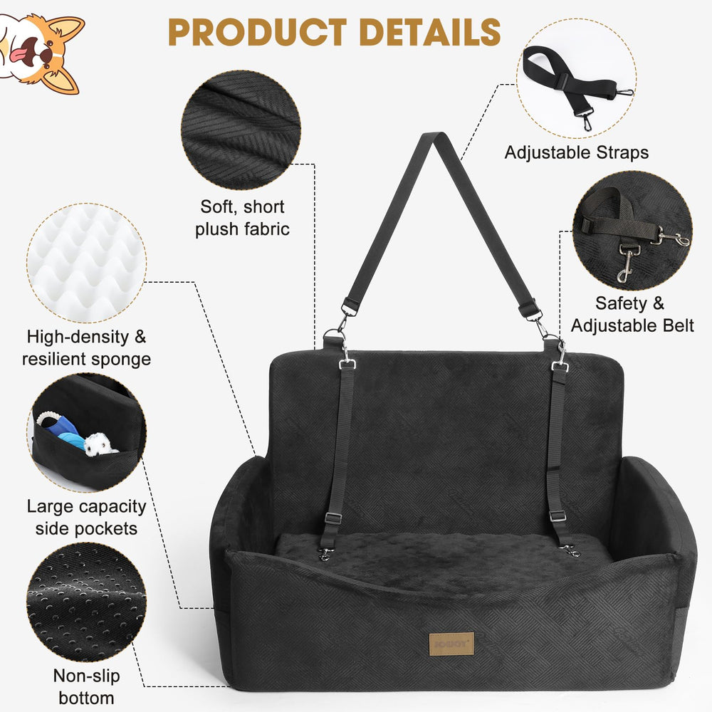 JOEJOY dog car seat dual-material cover with plush and faux leather