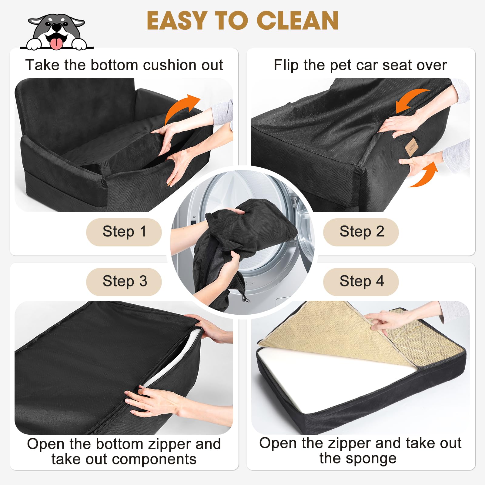 JOEJOY dog car seat easy installation with bottom belt and top strap
