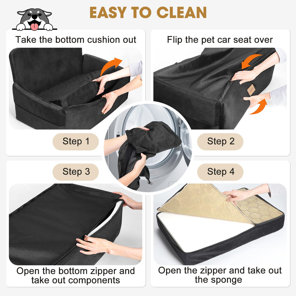 JOEJOY dog car seat easy installation with bottom belt and top strap