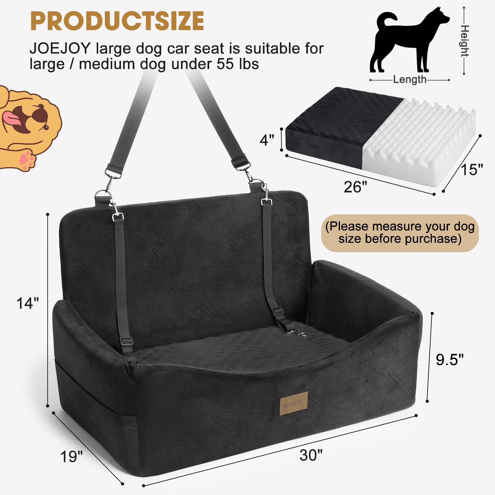 JOEJOY dog car seat storage pockets for treats and essentials