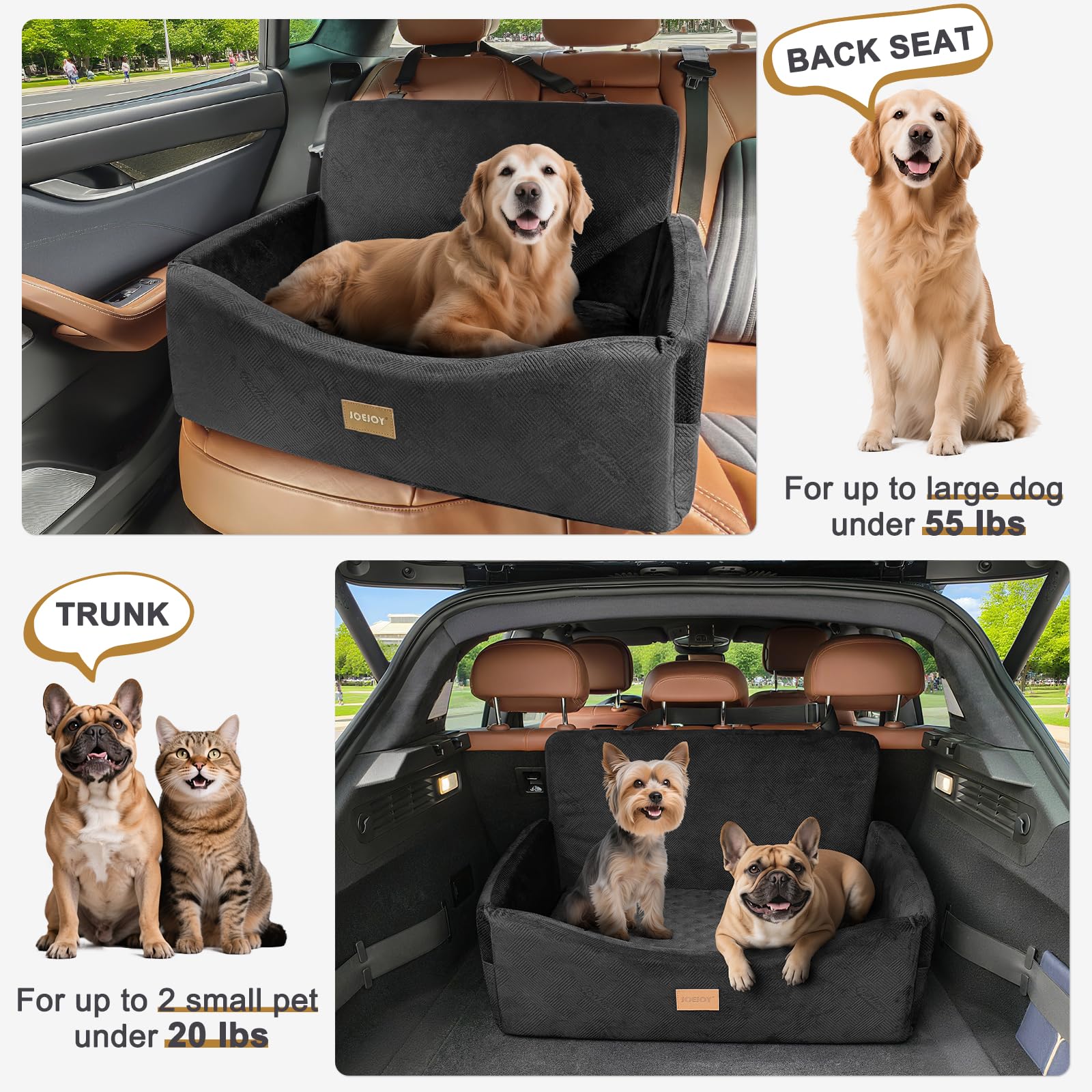 JOEJOY dog car seat washable cover for quick cleanup