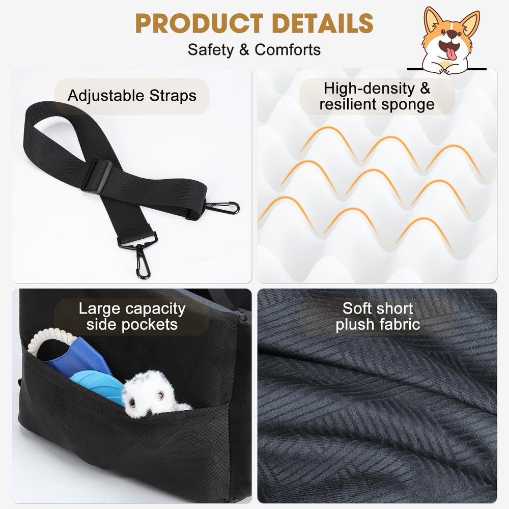 JOEJOY compact size fits front or back seats for small/medium dogs