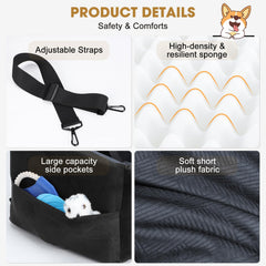 JOEJOY compact size fits front or back seats for small/medium dogs