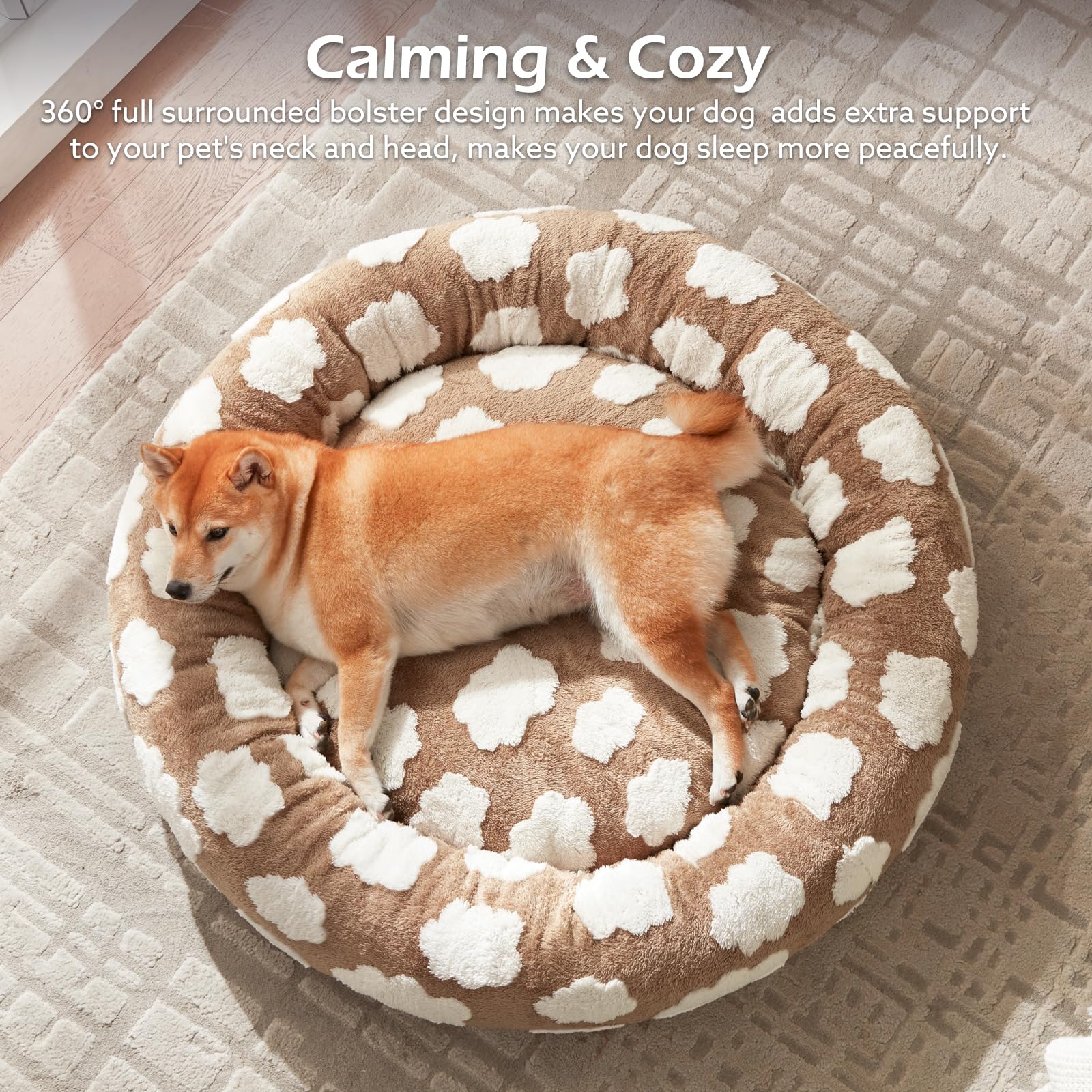 JOEJOY Donut Bed cloud-pattern design adds style and comfort to rooms.