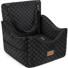 JOEJOY elevated dog car seat front view offers better outside visibility and calm rides.
