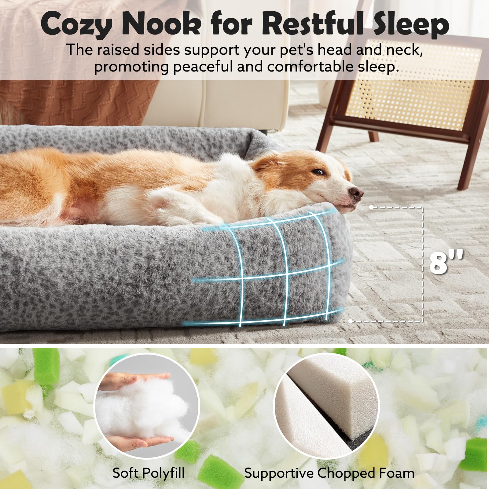 JOEJOY large-dog-bed-foam-support-edges emphasizes structured comfort for joints.