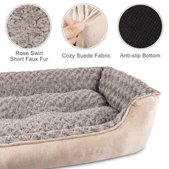 JOEJOY beige bed with non-slip bottom on a smooth floor.