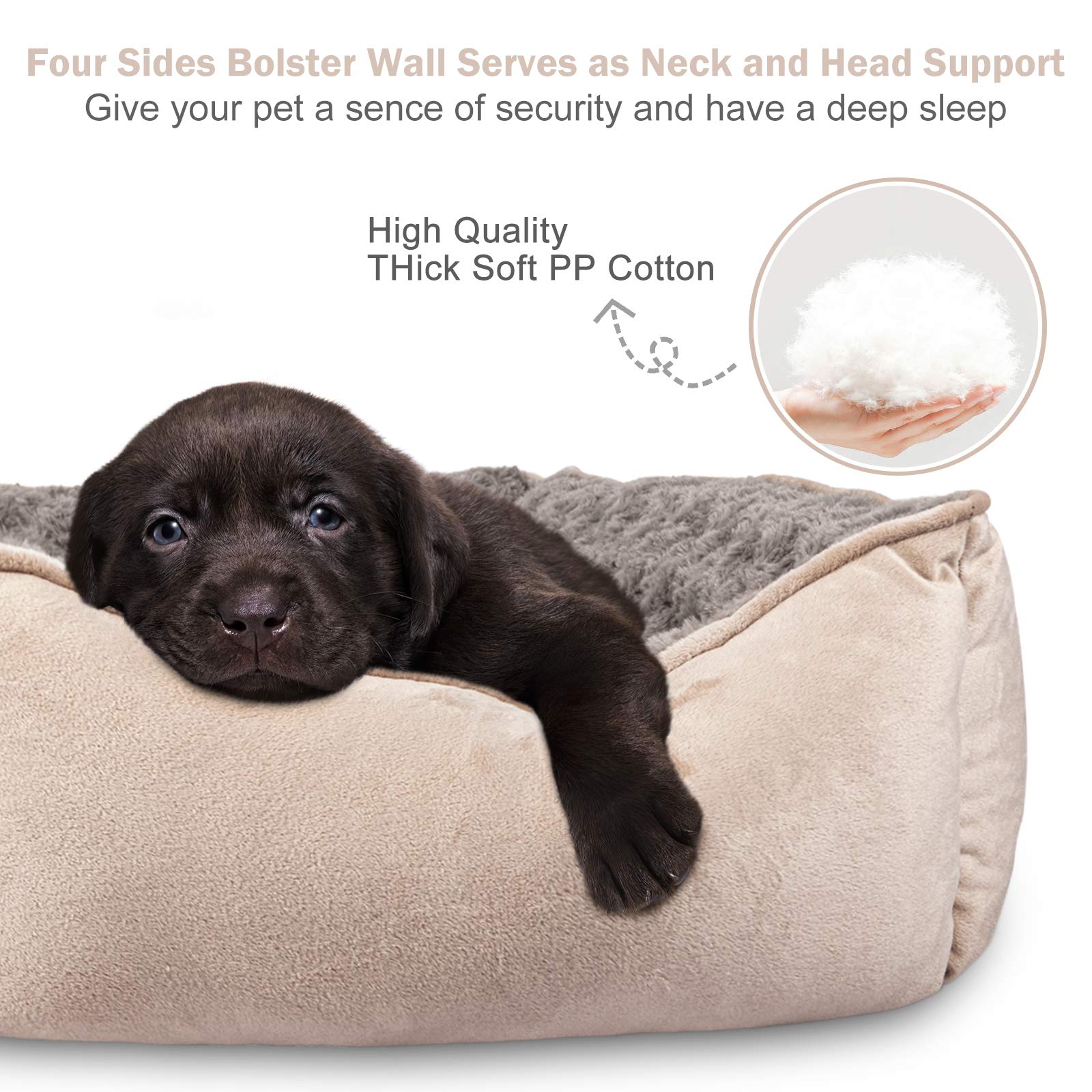 JOEJOY bed showing raised-wall design for head and neck comfort.