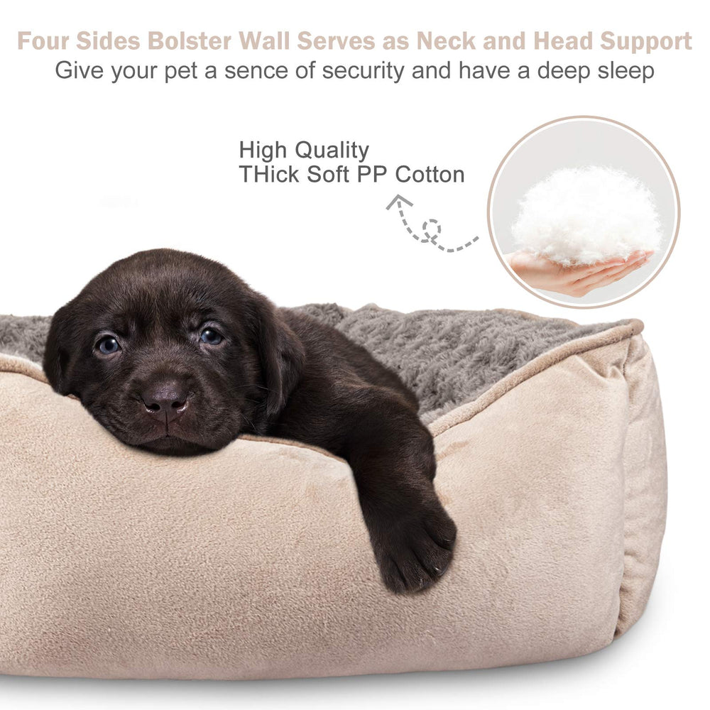 JOEJOY bed showing raised-wall design for head and neck comfort.