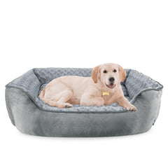 JOEJOY rectangle dog bed with soft faux fur cover for cozy warmth