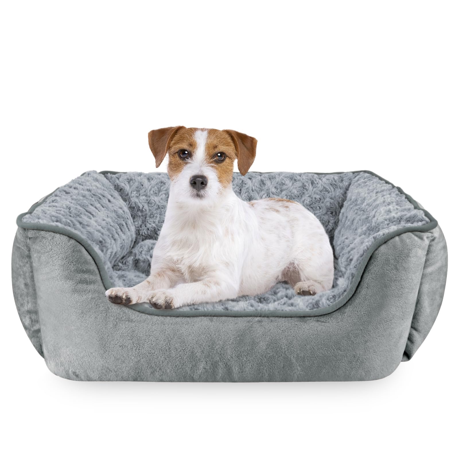 JOEJOY Rectangle Dog Bed with soft faux fur for cozy warmth and comfort.