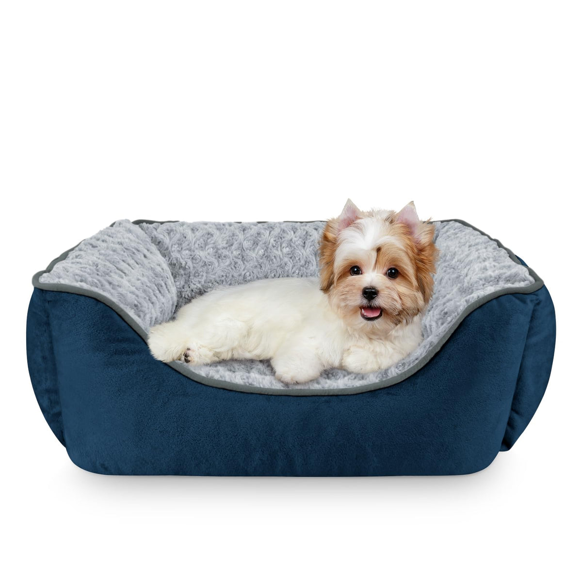 JoeJOY Rectangle Dog Bed top view with plush faux fur for cozy naps