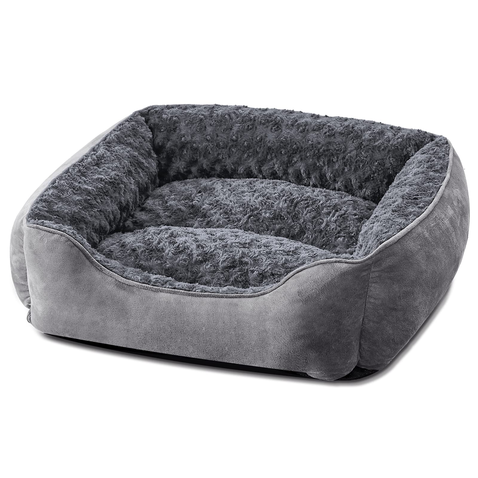 JOEJOY rectangle dog bed with soft faux fur provides luxurious warmth for cozy naps.