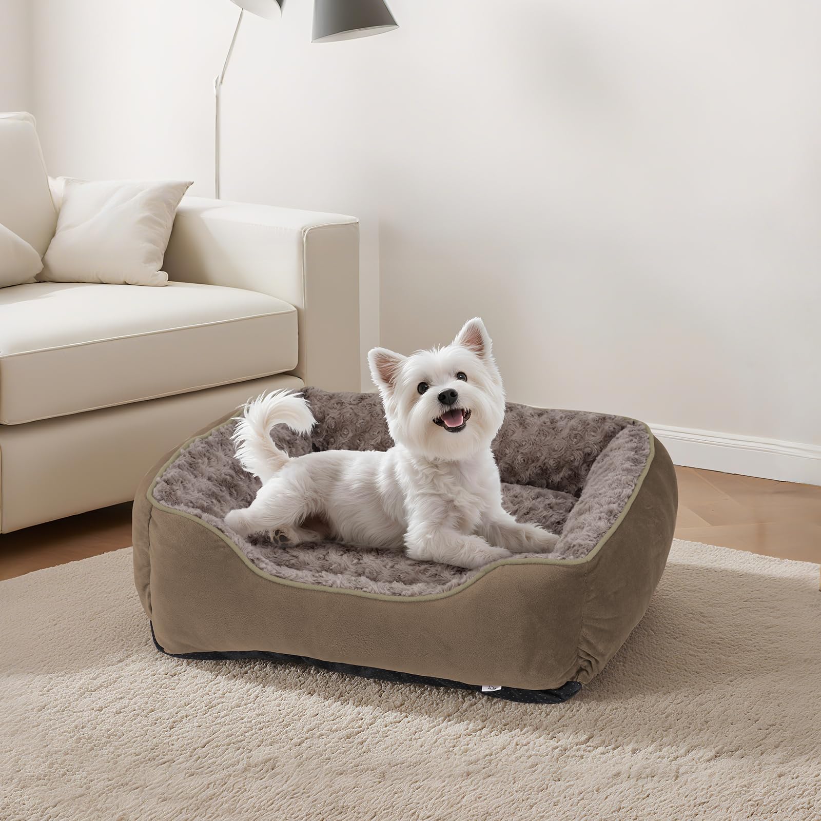 JOEJOY rectangle dog bed can be used on crates, sofas, or car backseats.