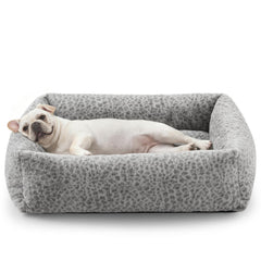 JOEJOY small dog bed in leopard fabric offers ultra-cozy lounging for small dogs.