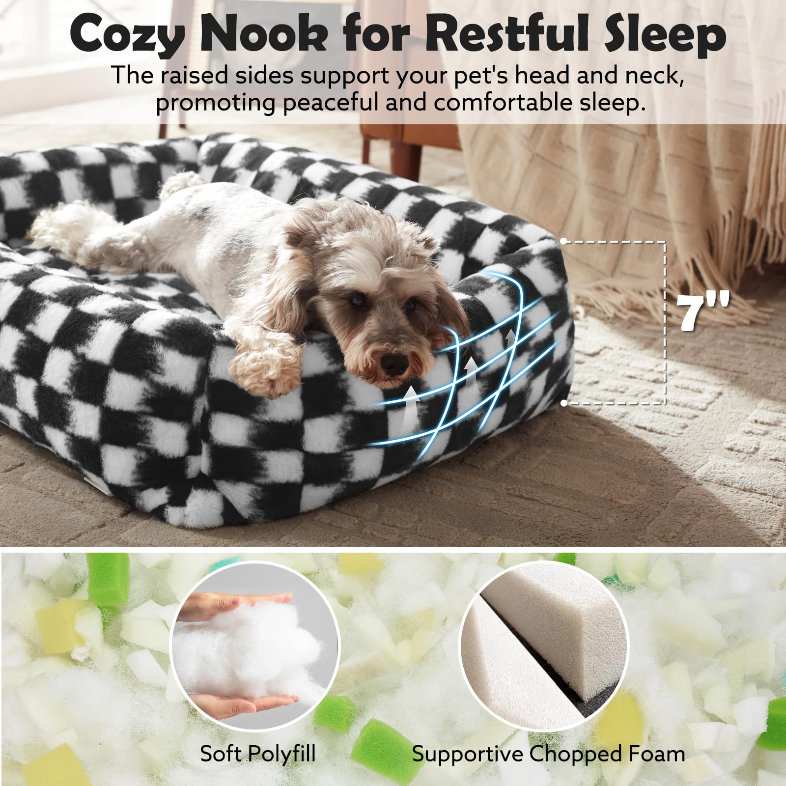 JOEJOY small dog bed orthopedic-foam-closeup highlights supportive structure for joints.