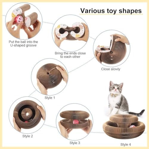 Jogcoys 2PC Kitty Curls Cat Toy cardboard scratching pad setup in living room