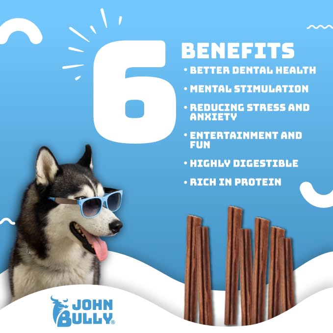 John Bully collagen stick 6in natural gluten-free ingredients close-up highlights purity.
