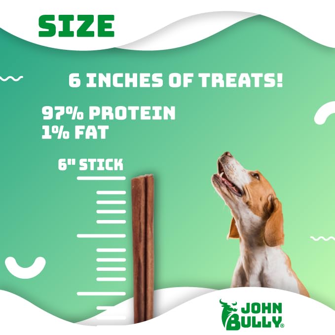 John Bully collagen stick 6in premium quality label signals a high-grade dog treat.