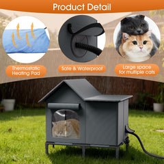 John heated cat house dual-door design provides safe entry and escape route.